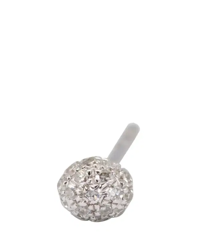 14K White Gold Disco Ball Stud Earring, Single