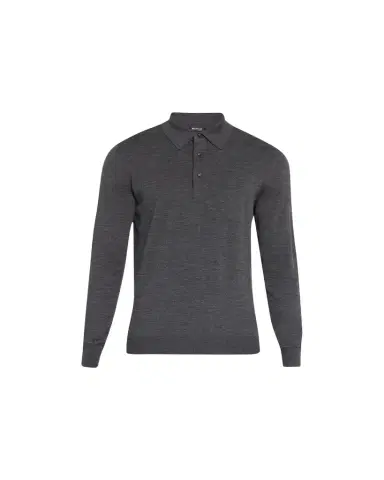 Kiton Men's Heathered Wool Polo Sweater | Thumbnail 1 Kiton Men's Heathered Wool Polo Sweater | Thumbnail 1