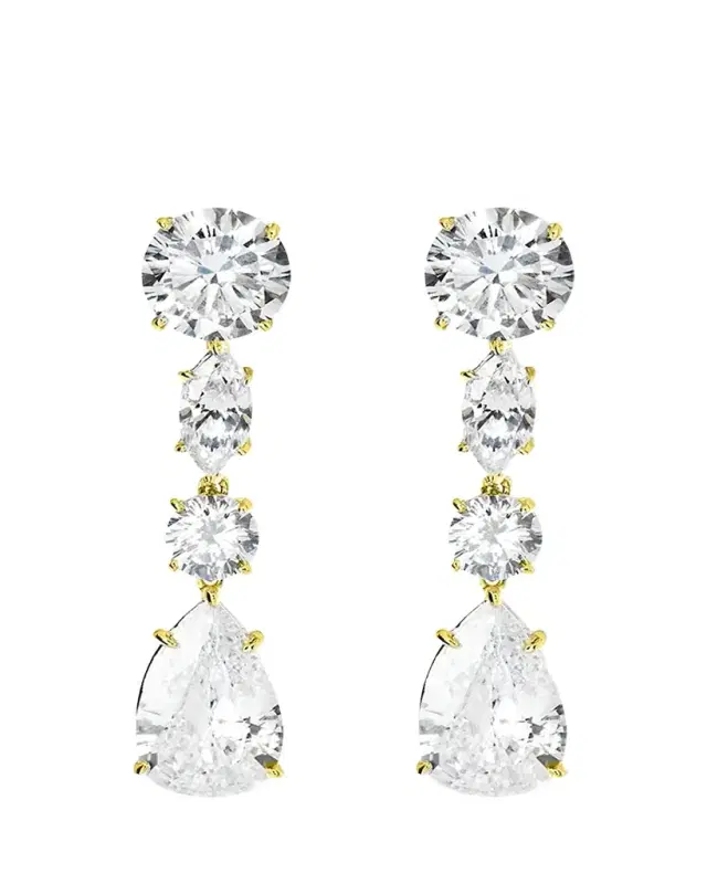 Fantasia by DeSerio 12 TCW Linear CZ Drop Earrings