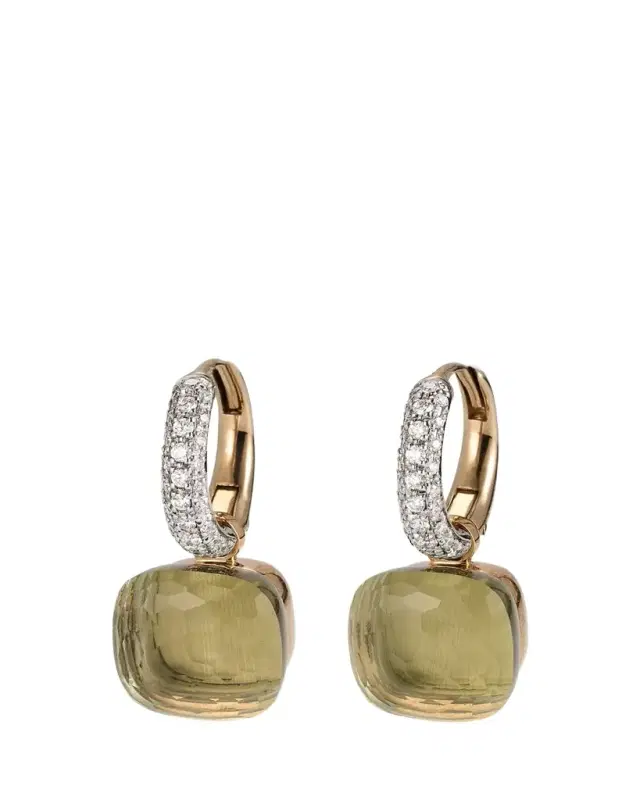 Nudo Prasiolite Drop Earrings with Diamonds