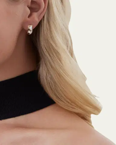 Sara Weinstock 18K Two-Tone Gold Lierre Diamond Huggie Earrings | Thumbnail 2