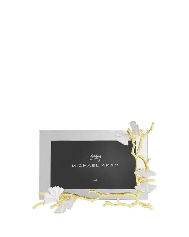 Michael Aram Butterfly Ginkgo White and Gold Frame, 4" x 6"