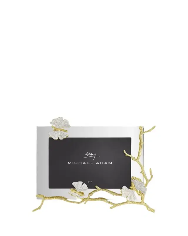 Michael Aram Butterfly Ginkgo White and Gold Frame, 5" x 7"