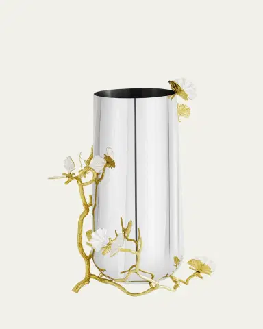 Michael Aram Butterfly Ginkgo White & Gold  Vase | Thumbnail 2