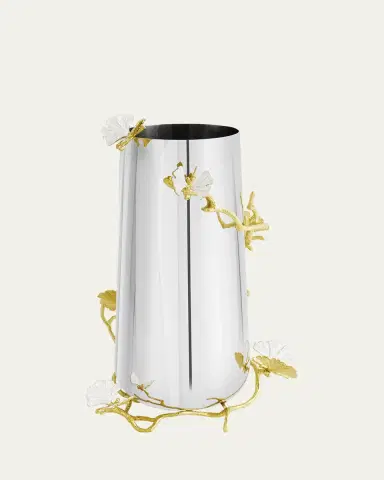 Michael Aram Butterfly Ginkgo White & Gold  Vase | Thumbnail 3