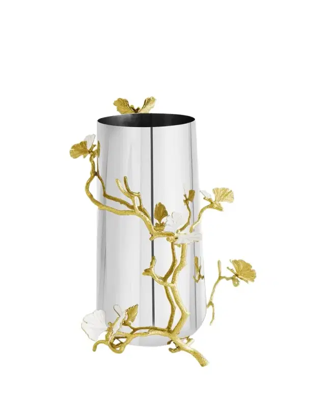 Michael Aram Butterfly Ginkgo White & Gold  Vase