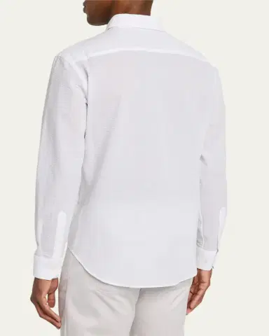 Giorgio Armani Men's Solid Seersucker Sport Shirt | Thumbnail 3