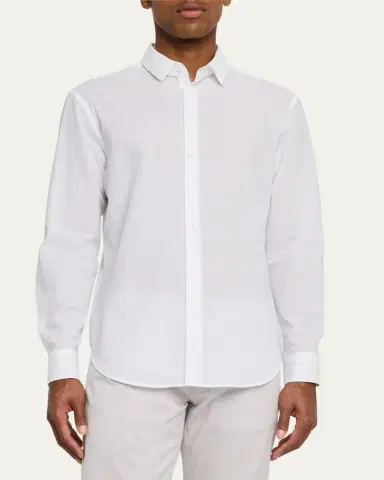 Giorgio Armani Men's Solid Seersucker Sport Shirt | Thumbnail 4