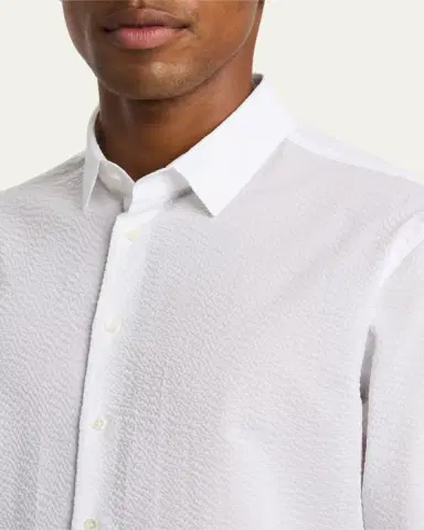 Giorgio Armani Men's Solid Seersucker Sport Shirt | Thumbnail 5