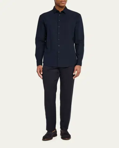 Giorgio Armani Men's Solid Seersucker Sport Shirt | Thumbnail 6