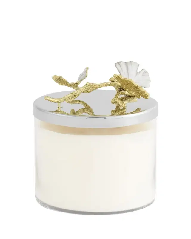 Michael Aram Butterfly Ginkgo White & Gold Candle