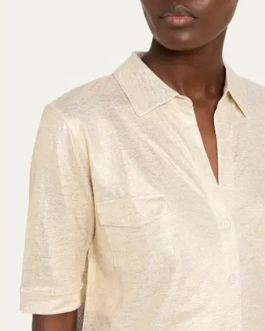 MAJESTIC FILATURES Button-Down Metallic Stretch Linen Shirt | Thumbnail 5 MAJESTIC FILATURES Button-Down Metallic Stretch Linen Shirt | Thumbnail 5