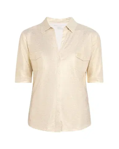 MAJESTIC FILATURES Button-Down Metallic Stretch Linen Shirt | Thumbnail 1 MAJESTIC FILATURES Button-Down Metallic Stretch Linen Shirt | Thumbnail 1