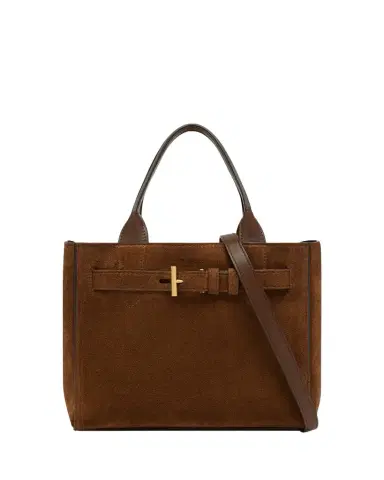 Tom Ford Audrey Small Belted Tote Bag in Suede | Thumbnail 1 Tom Ford Audrey Small Belted Tote Bag in Suede | Thumbnail 1
