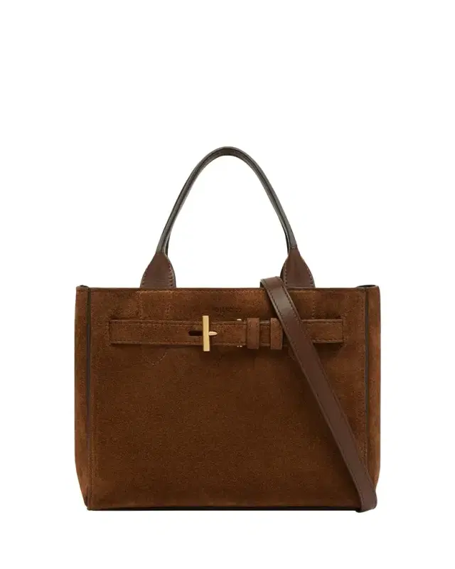 TOM FORD Audrey Small Belted Tote Bag in Suede