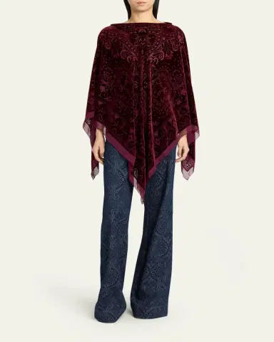 Etro Paisley-Pattern Velvet Poncho Top | Thumbnail 2 Etro Paisley-Pattern Velvet Poncho Top | Thumbnail 2