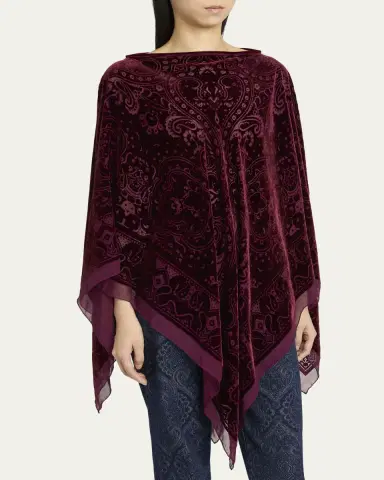 Etro Paisley-Pattern Velvet Poncho Top | Thumbnail 4 Etro Paisley-Pattern Velvet Poncho Top | Thumbnail 4