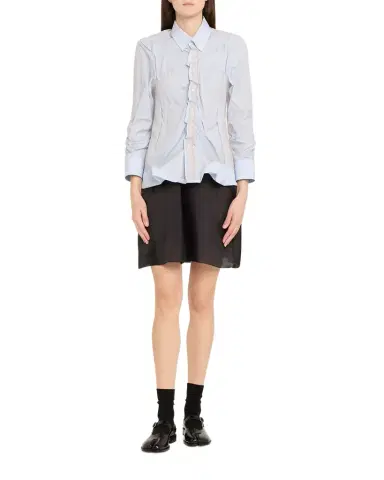 Maison Margiela Layered Draped Stripe Button-Down Blouse | Thumbnail 1 Maison Margiela Layered Draped Stripe Button-Down Blouse | Thumbnail 1