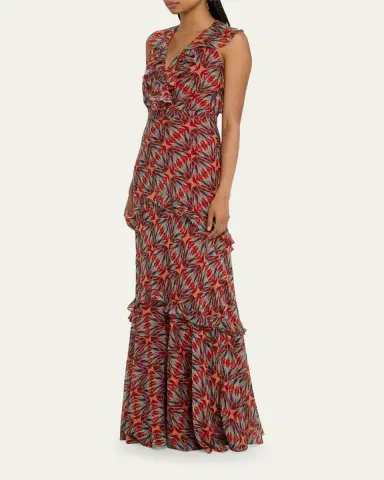 Saloni Rita Tiered Ruffle Cocktail Dress | Thumbnail 4