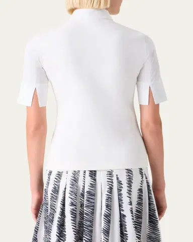 Akris punto Mixed-Media Short-Sleeve Polo Shirt | Thumbnail 3