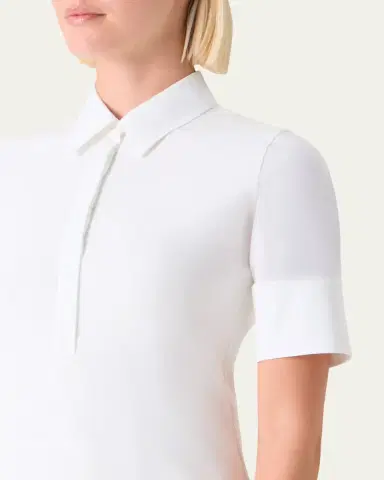 Akris punto Mixed-Media Short-Sleeve Polo Shirt | Thumbnail 5