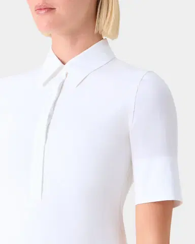 Akris punto Mixed-Media Short-Sleeve Polo Shirt | Thumbnail 9