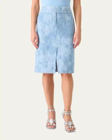 Akris punto Washed Jacquard Denim Pencil Skirt | Thumbnail 2