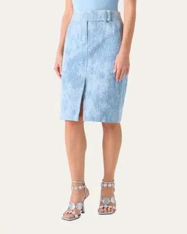 Akris punto Washed Jacquard Denim Pencil Skirt | Thumbnail 4