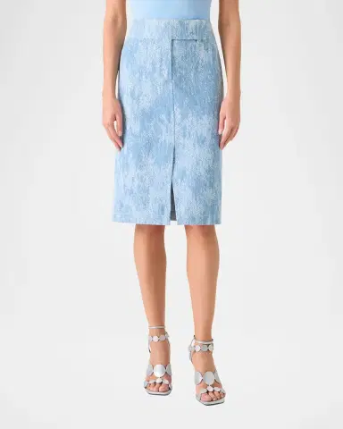 Akris punto Washed Jacquard Denim Pencil Skirt | Thumbnail 6