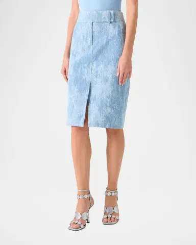 Akris punto Washed Jacquard Denim Pencil Skirt | Thumbnail 8