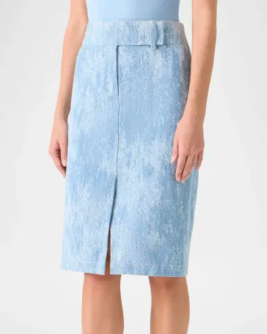 Akris punto Washed Jacquard Denim Pencil Skirt | Thumbnail 9