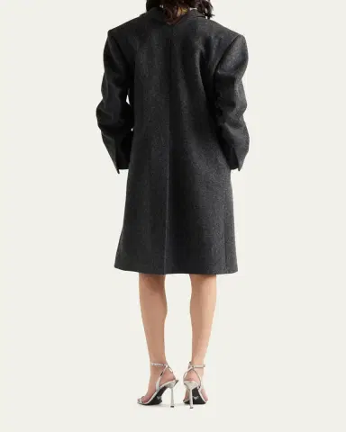Prada Long Wool Coat with Pearl Buttons | Thumbnail 3 Prada Long Wool Coat with Pearl Buttons | Thumbnail 3
