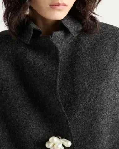 Prada Long Wool Coat with Pearl Buttons | Thumbnail 4 Prada Long Wool Coat with Pearl Buttons | Thumbnail 4