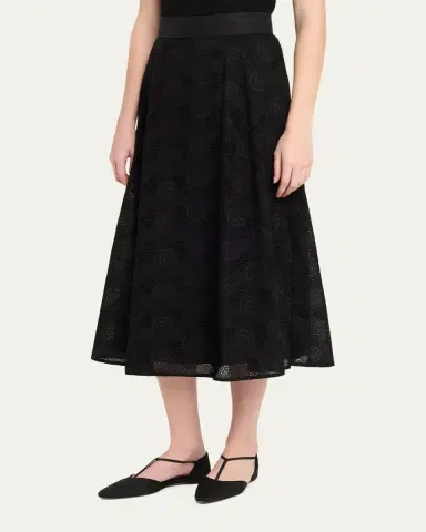 Akris Orbit Broderie Anglaise Midi Skirt | Thumbnail 4 Akris Orbit Broderie Anglaise Midi Skirt | Thumbnail 4