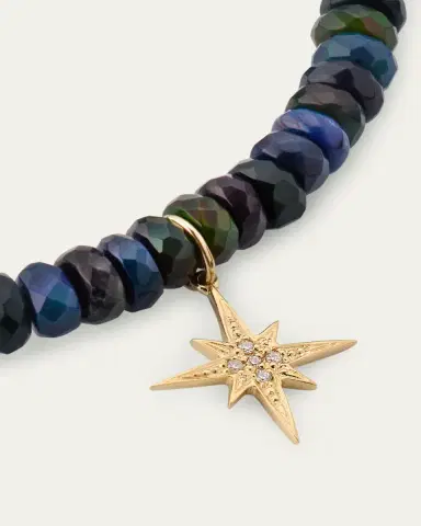 Sydney Evan 14K Gold & Diamond Pave Starburst Charm on Ethiopian Opal Bracelet | Thumbnail 3