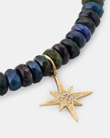 Sydney Evan 14K Gold & Diamond Pave Starburst Charm on Ethiopian Opal Bracelet | Thumbnail 6