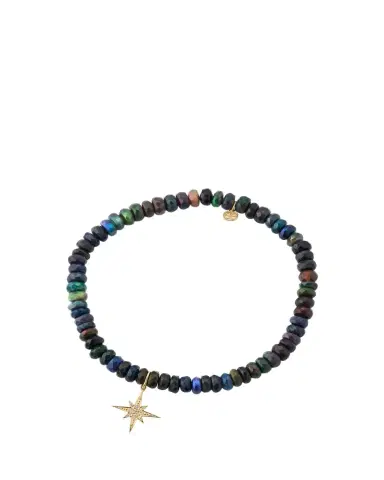 Sydney Evan 14K Gold & Diamond Pave Starburst Charm on Ethiopian Opal Bracelet | Thumbnail 1