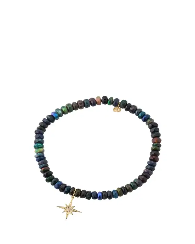 Sydney Evan 14K Gold & Diamond Pave Starburst Charm on Ethiopian Opal Bracelet