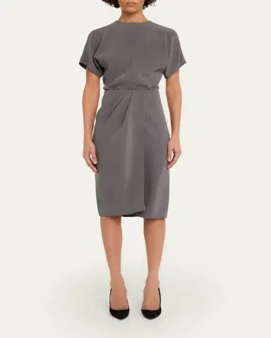 Giorgio Armani Pleated Washed Silk Crepe Dress | Thumbnail 2
