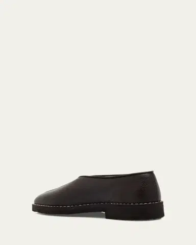 LEMAIRE Men's Piped Crepe Leather Slippers | Thumbnail 2