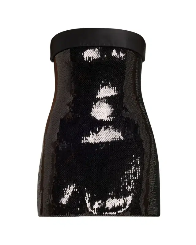 Sergio Hudson Strapless Sequined Mini Dress