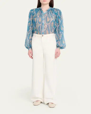 Etro Pleated Paisley Silk Button-Down Blouse | Thumbnail 2 Etro Pleated Paisley Silk Button-Down Blouse | Thumbnail 2