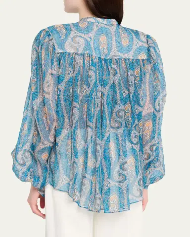 Etro Pleated Paisley Silk Button-Down Blouse | Thumbnail 3 Etro Pleated Paisley Silk Button-Down Blouse | Thumbnail 3