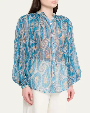Etro Pleated Paisley Silk Button-Down Blouse | Thumbnail 4 Etro Pleated Paisley Silk Button-Down Blouse | Thumbnail 4