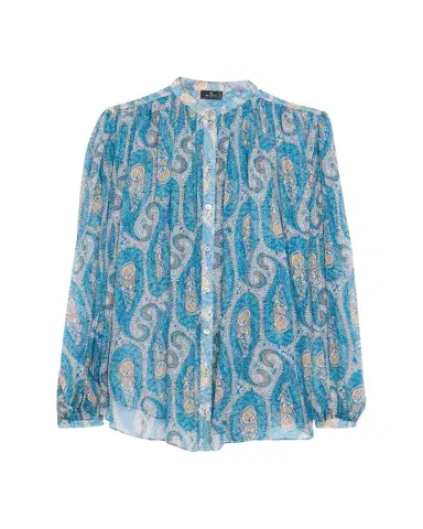 Etro Pleated Paisley Silk Button-Down Blouse | Thumbnail 1 Etro Pleated Paisley Silk Button-Down Blouse | Thumbnail 1