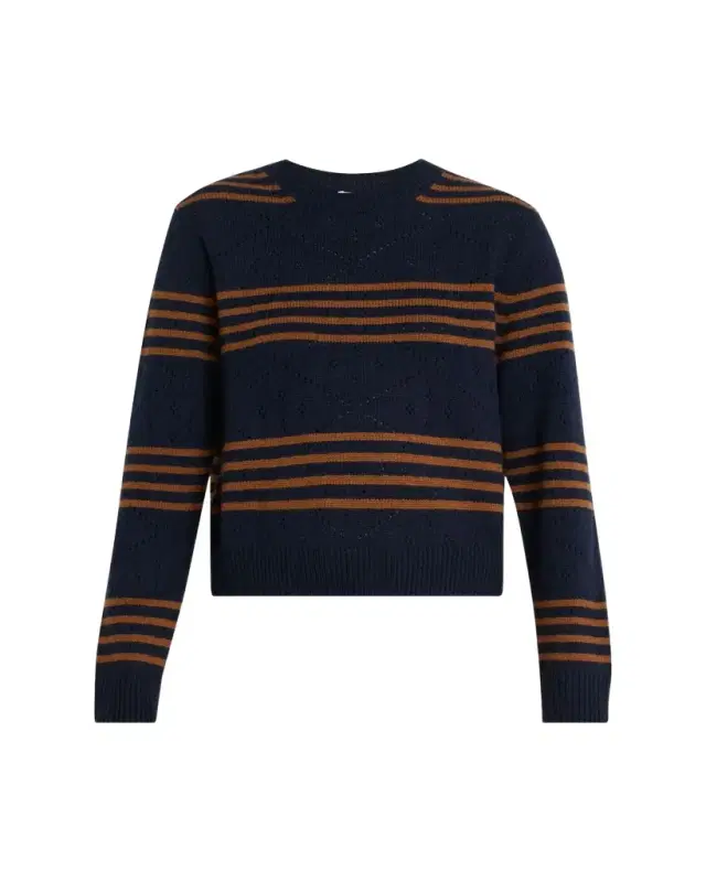 SKN Striped Pointelle Cashmere Sweater