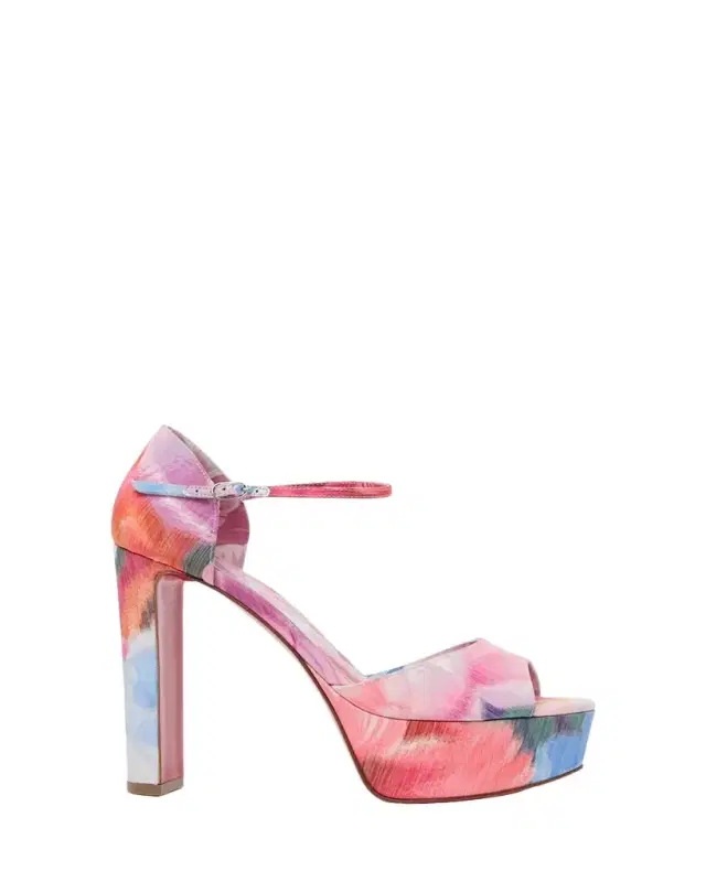 130mm Sandaloo Floral Satin Platform Sandals