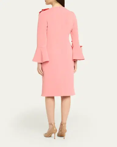 Rickie Freeman for Teri Jon Floral Applique Flare-Cuff Crepe Dress | Thumbnail 3