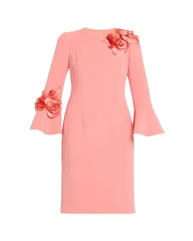 Rickie Freeman for Teri Jon Floral Applique Flare-Cuff Crepe Dress | Thumbnail 1