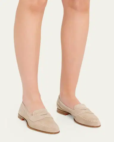 Santoni Marlene Suede Penny Loafers | Thumbnail 2